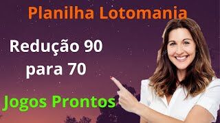 Planilha da Lotomania - Redução 90 para 70 - Jogos Prontos - Imagem 2